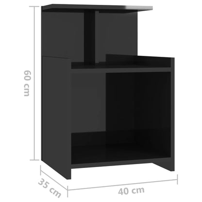 vidaXL Nachttische 2 Stk. Hochglanz-Schwarz 40x35x60 cm Holzwerkstoff