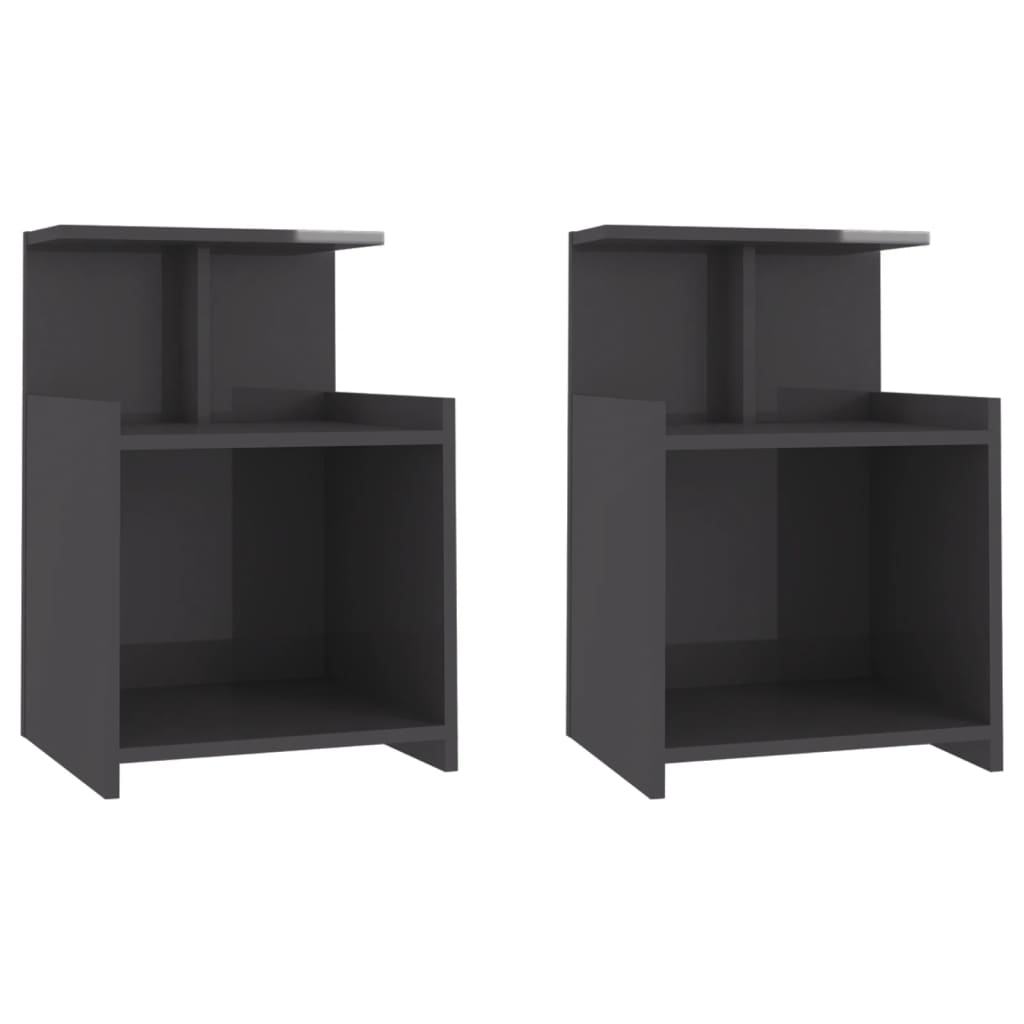 vidaXL Tables de chevet 2 pcs gris brillant 40x35x60 cm bois d'ingénierie