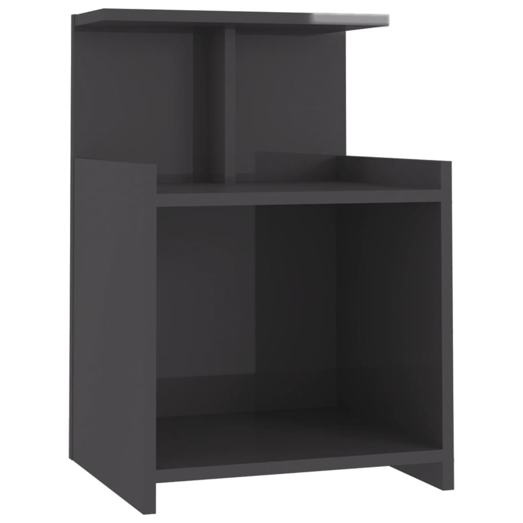 vidaXL Tables de chevet 2 pcs gris brillant 40x35x60 cm bois d'ingénierie