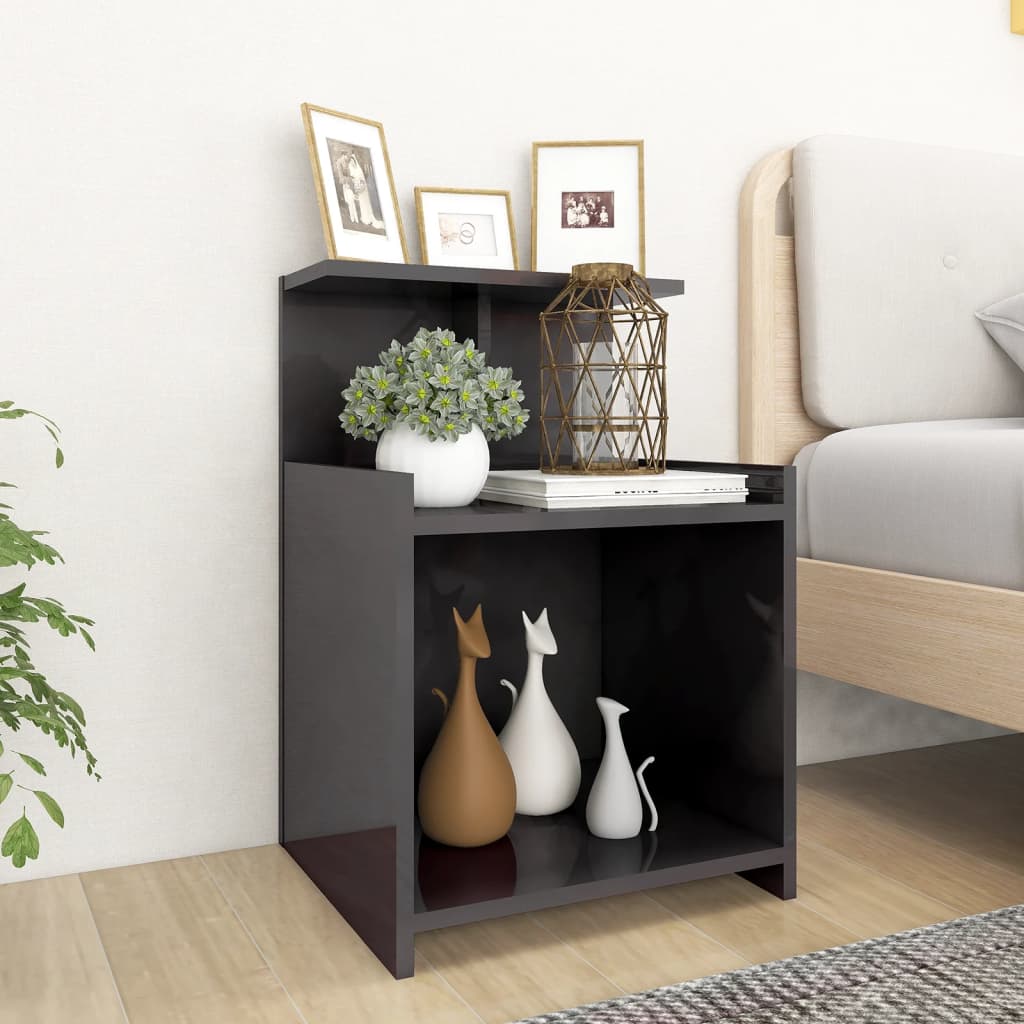 vidaXL Tables de chevet 2 pcs gris brillant 40x35x60 cm bois d'ingénierie