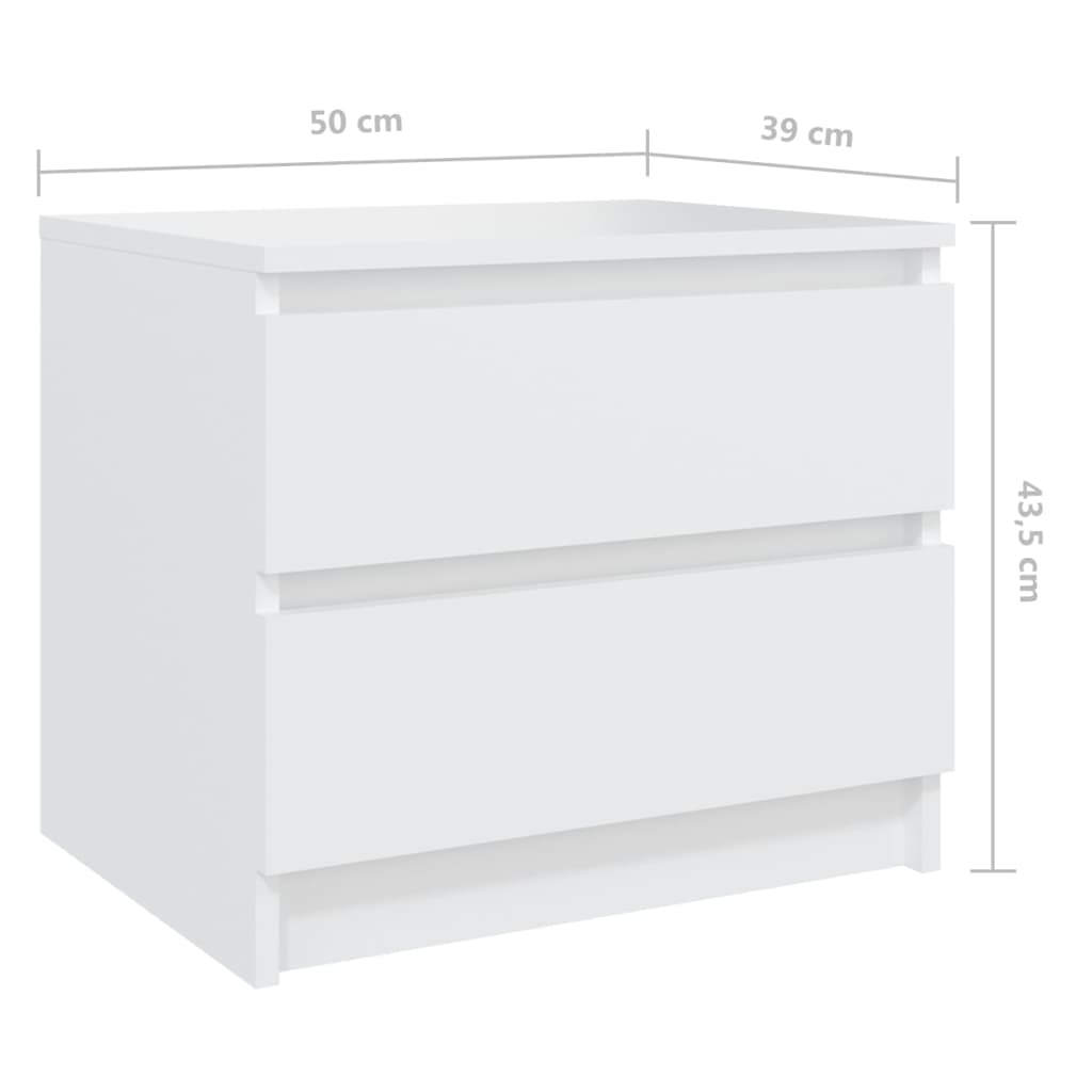 vidaXL Nachttische 2 Stk. Weiß 50x39x43,5 cm Holzwerkstoff