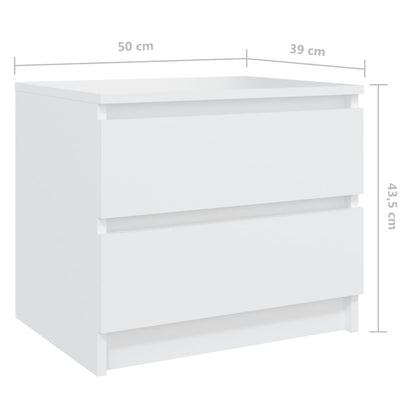 vidaXL Nachttische 2 Stk. Weiß 50x39x43,5 cm Holzwerkstoff