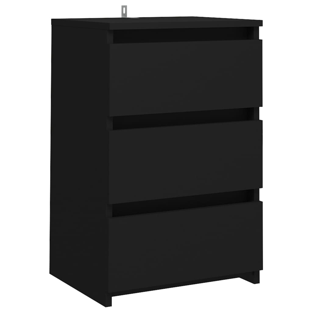 vidaXL Table de chevet noire 40x35x62,5 cm en bois d'ingénierie