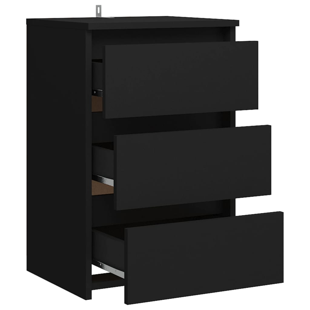 vidaXL Table de chevet noire 40x35x62,5 cm en bois d'ingénierie