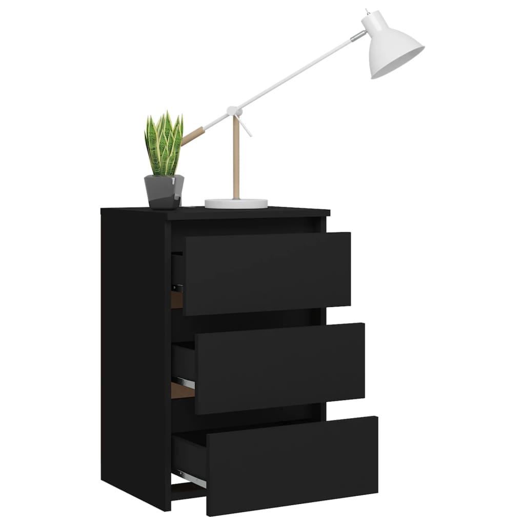 vidaXL Table de chevet noire 40x35x62,5 cm en bois d'ingénierie