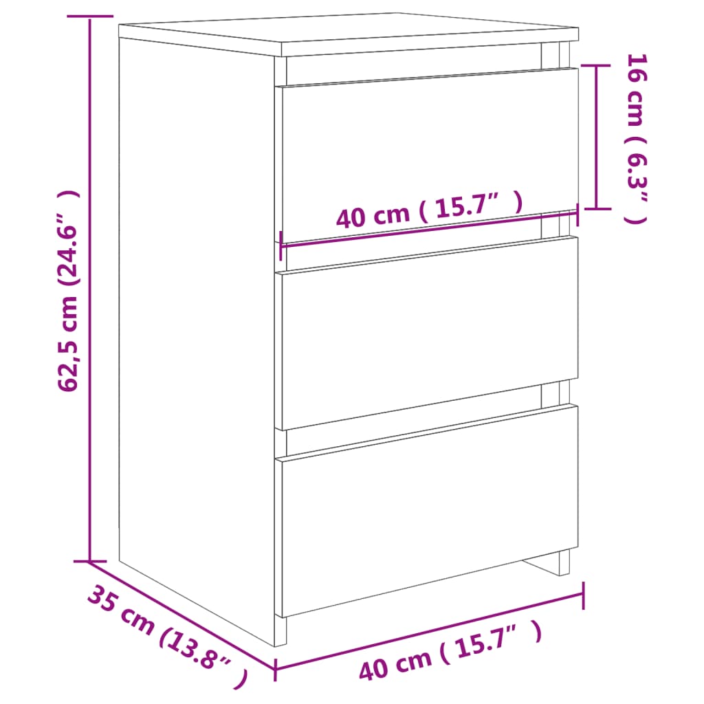 vidaXL Nachttisch Betongrau 40x35x62,5 cm Holzwerkstoff