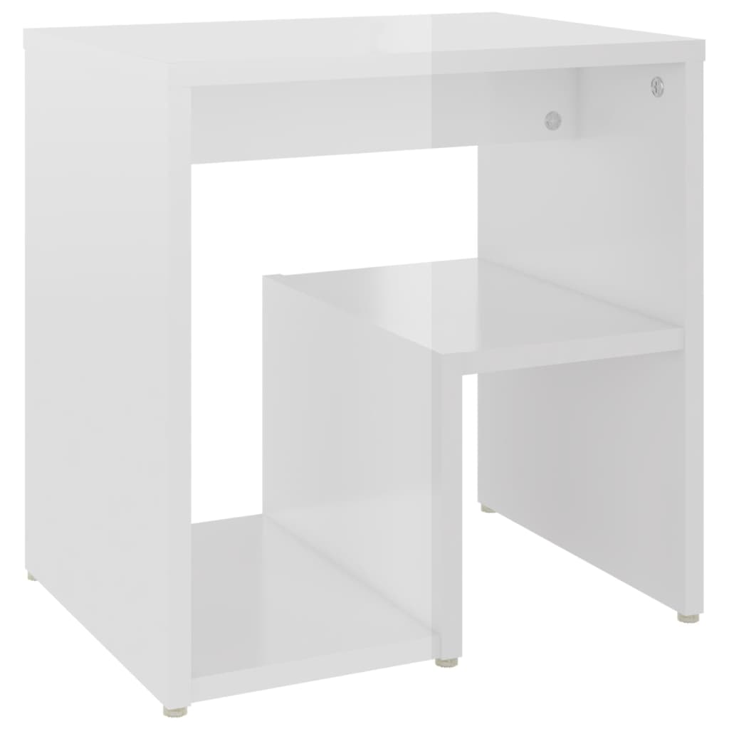 vidaXL Table de chevet blanc brillant 40x30x40 cm en bois d'ingénierie