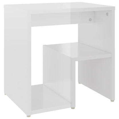 vidaXL Table de chevet blanc brillant 40x30x40 cm en bois d'ingénierie