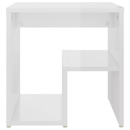 vidaXL Table de chevet blanc brillant 40x30x40 cm en bois d'ingénierie