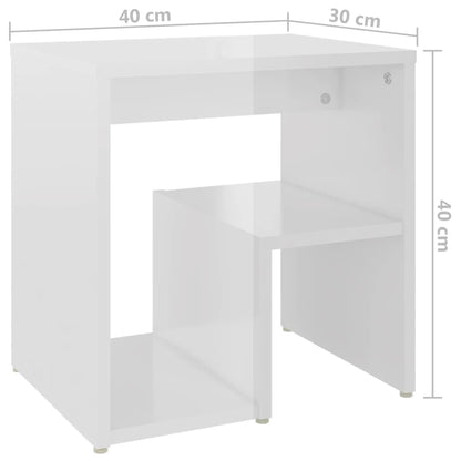 vidaXL Table de chevet blanc brillant 40x30x40 cm en bois d'ingénierie