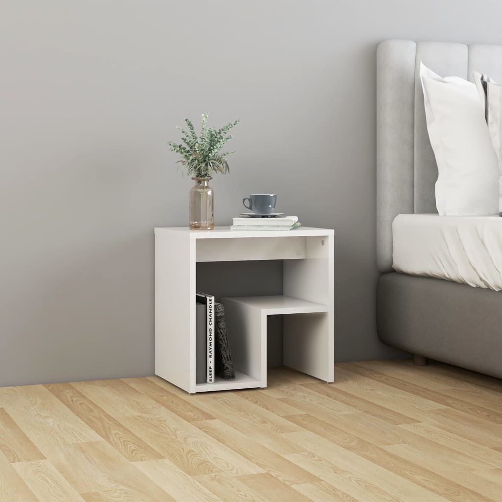 vidaXL Table de chevet blanc brillant 40x30x40 cm en bois d'ingénierie