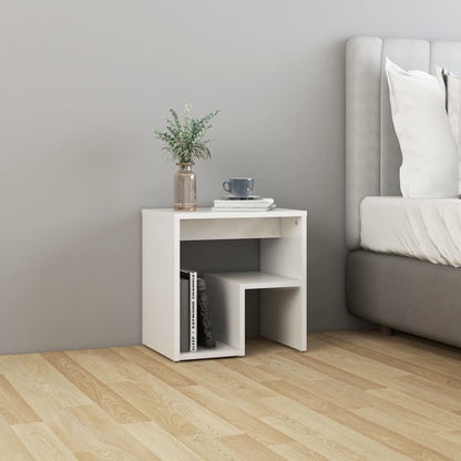 vidaXL Table de chevet blanc brillant 40x30x40 cm en bois d'ingénierie