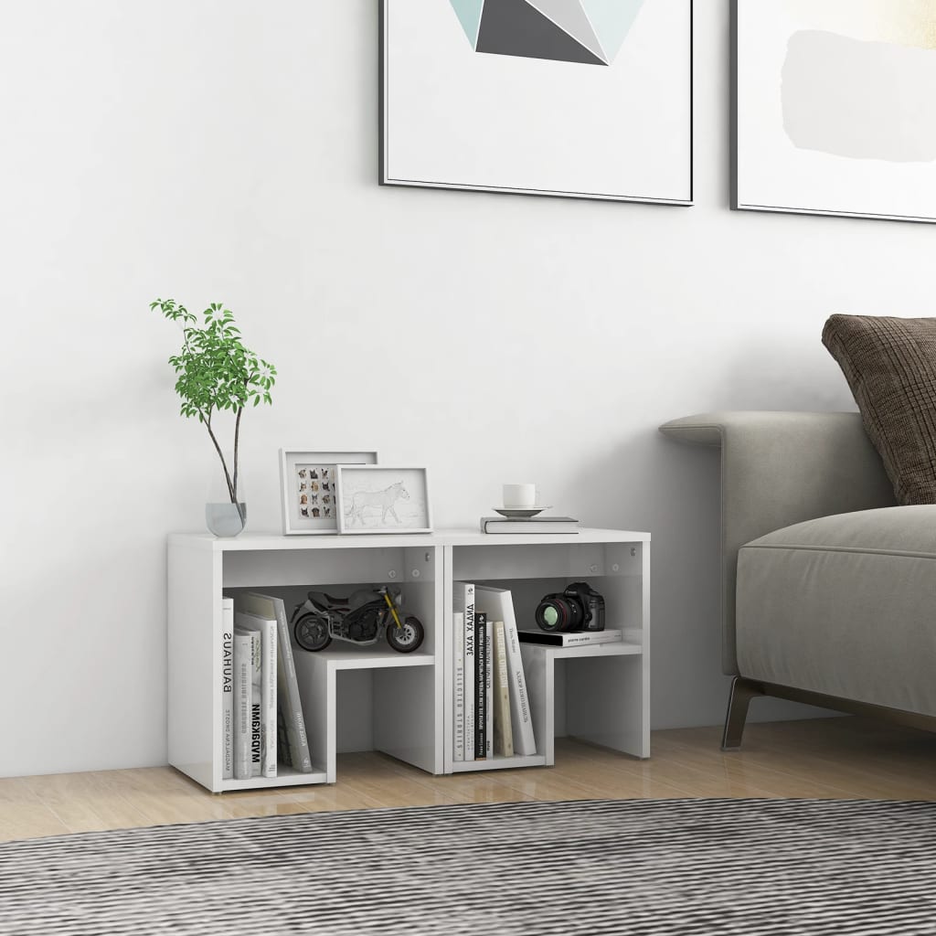 vidaXL Tables de chevet 2 pcs Blanc brillant 40x30x40 cm Bois d'ingénierie