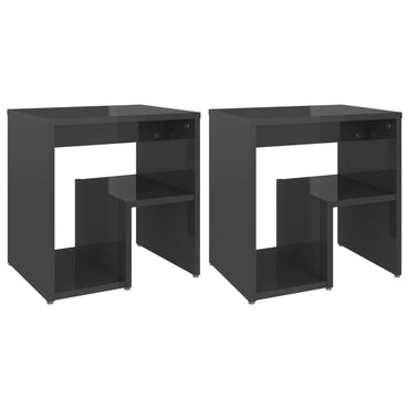 vidaXL Tables de chevet 2 pcs Gris brillant 40x30x40 cm Bois d'ingénierie