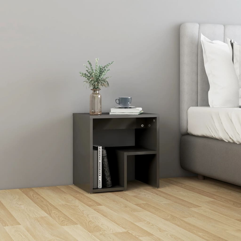 vidaXL Tables de chevet 2 pcs Gris brillant 40x30x40 cm Bois d'ingénierie