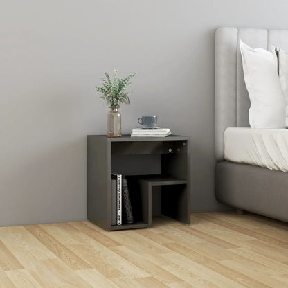 vidaXL Tables de chevet 2 pcs Gris brillant 40x30x40 cm Bois d'ingénierie
