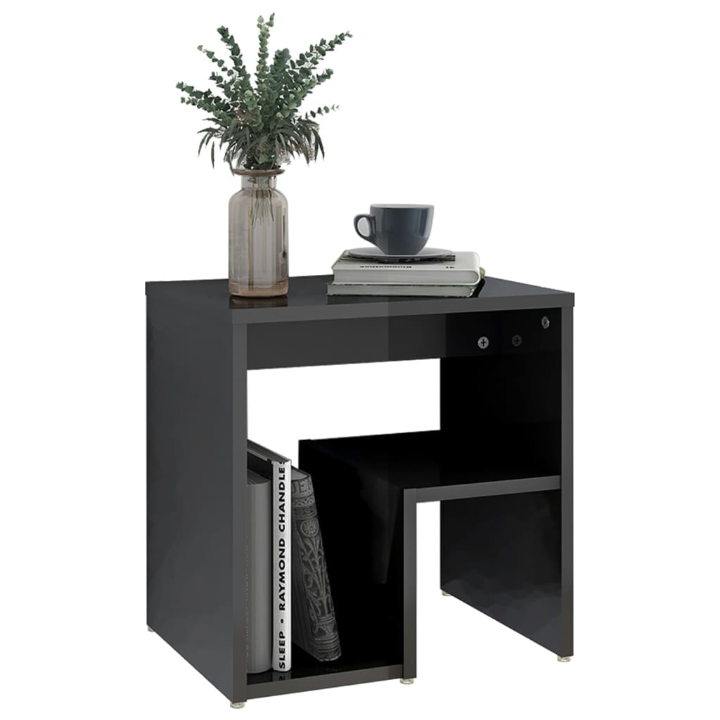 vidaXL Tables de chevet 2 pcs Gris brillant 40x30x40 cm Bois d'ingénierie