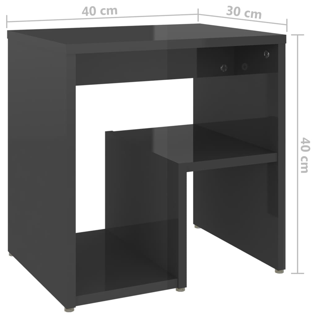 vidaXL Tables de chevet 2 pcs Gris brillant 40x30x40 cm Bois d'ingénierie