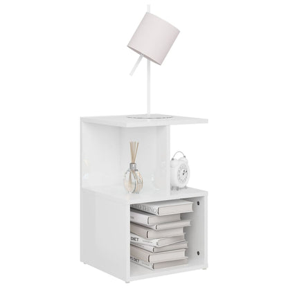 vidaXL Tables de chevet 2 pcs Blanc brillant 35x35x55 cm Bois d'ingénierie