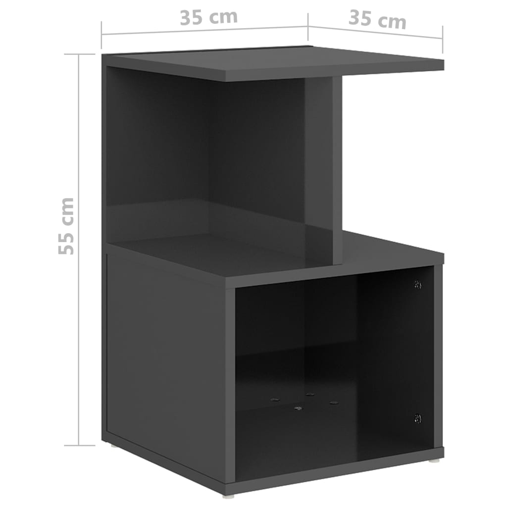 vidaXL Nachttisch Hochglanz-Grau 35x35x55 cm Holzwerkstoff