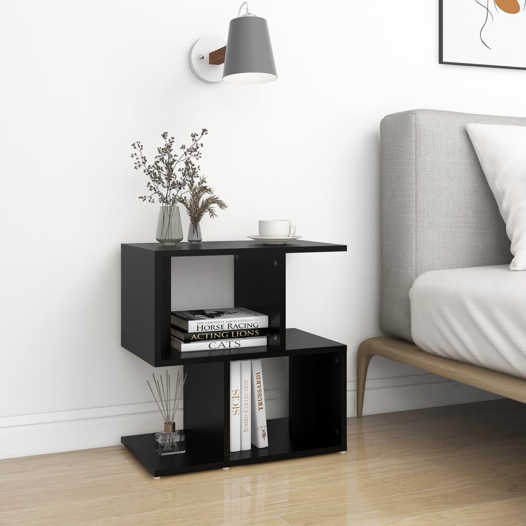 vidaXL Table de chevet Noir 50x30x51,5 cm Bois d'ingénierie