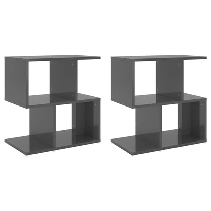 vidaXL Tables de chevet 2 pcs gris brillant 50x30x51,5 cm bois d'ingénierie