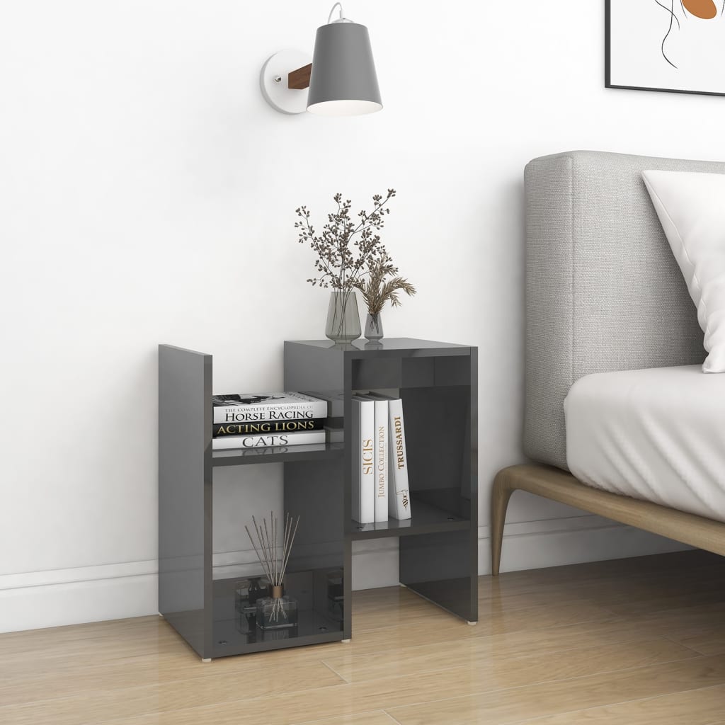 vidaXL Tables de chevet 2 pcs gris brillant 50x30x51,5 cm bois d'ingénierie