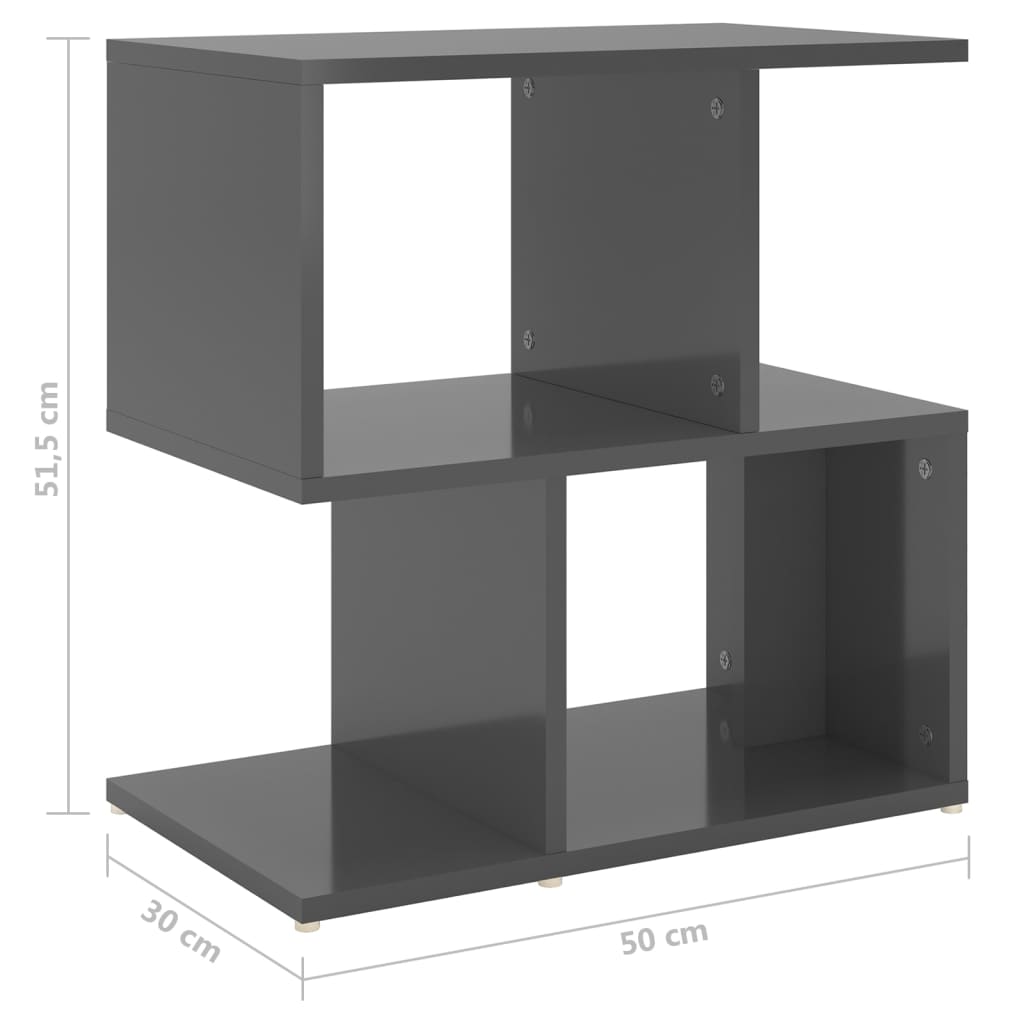 vidaXL Tables de chevet 2 pcs gris brillant 50x30x51,5 cm bois d'ingénierie