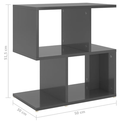 vidaXL Tables de chevet 2 pcs gris brillant 50x30x51,5 cm bois d'ingénierie