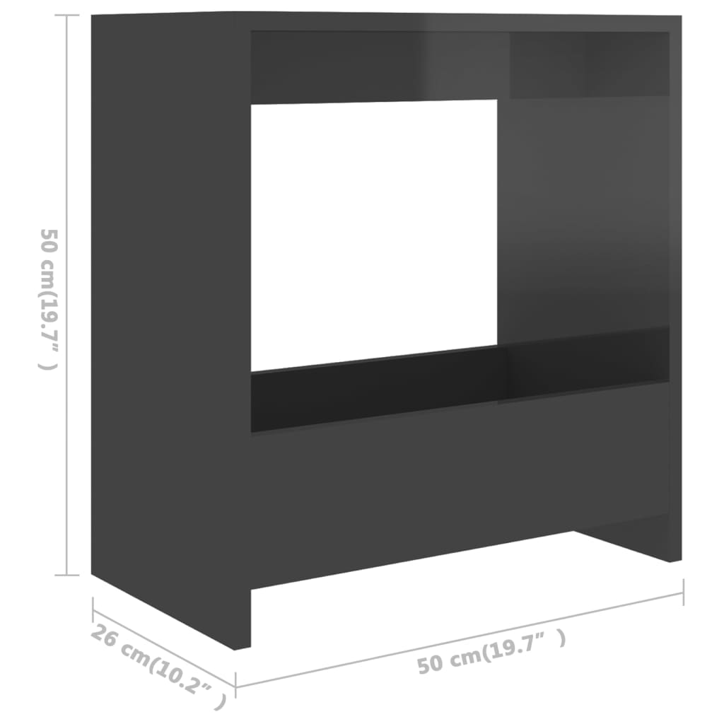 vidaXL Beistelltisch Hochglanz-Grau 50x26x50 cm Holzwerkstoff