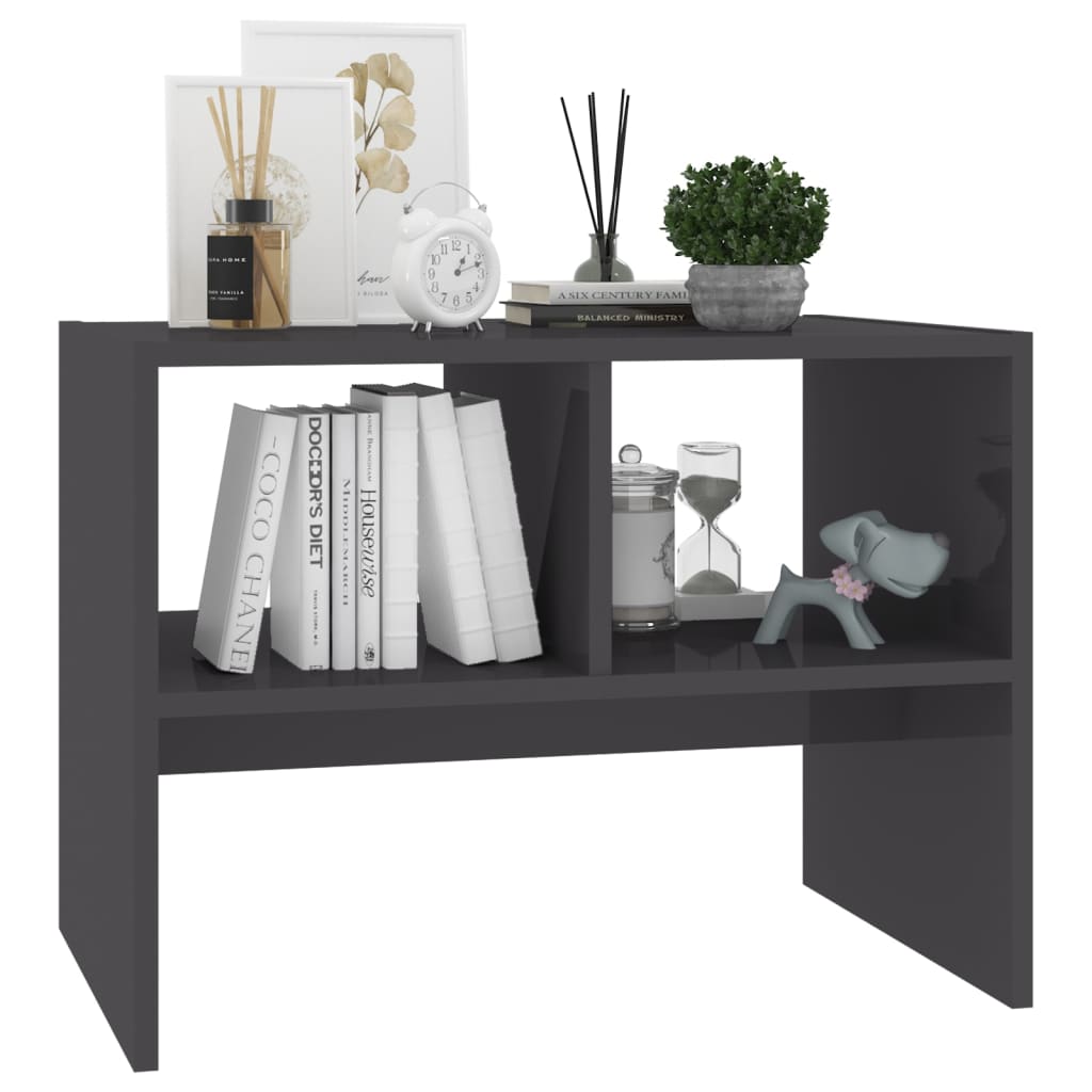 vidaXL Beistelltisch Hochglanz-Grau 60x40x45 cm Holzwerkstoff