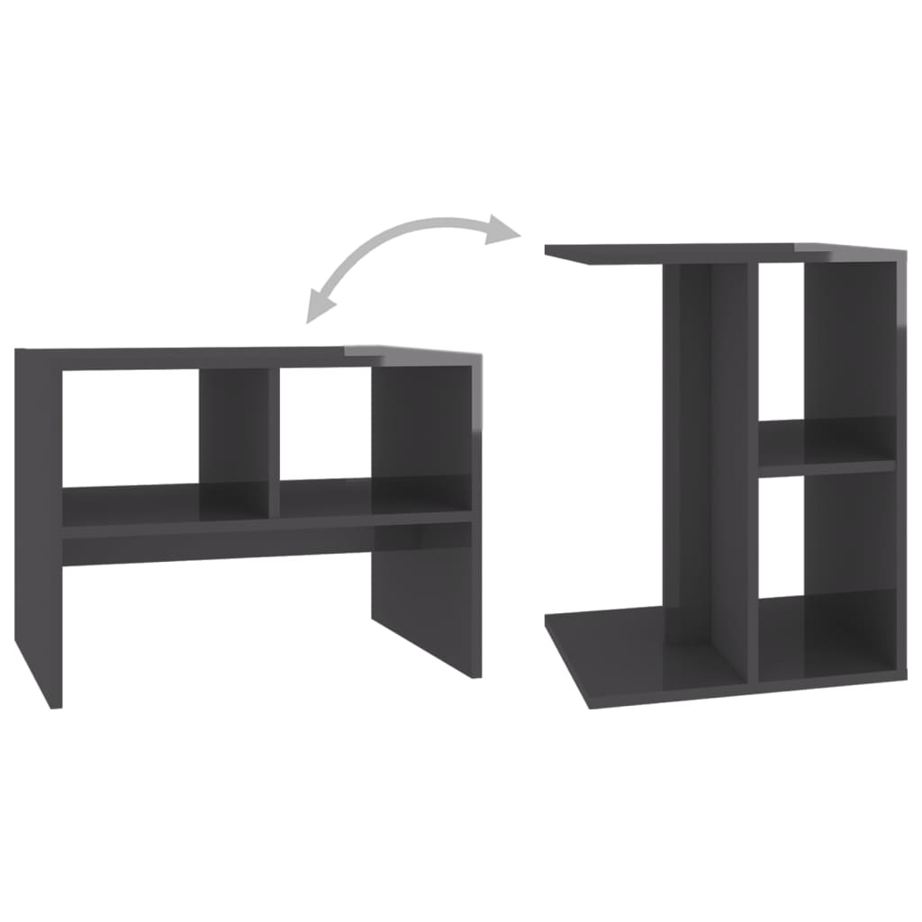 vidaXL Beistelltisch Hochglanz-Grau 60x40x45 cm Holzwerkstoff