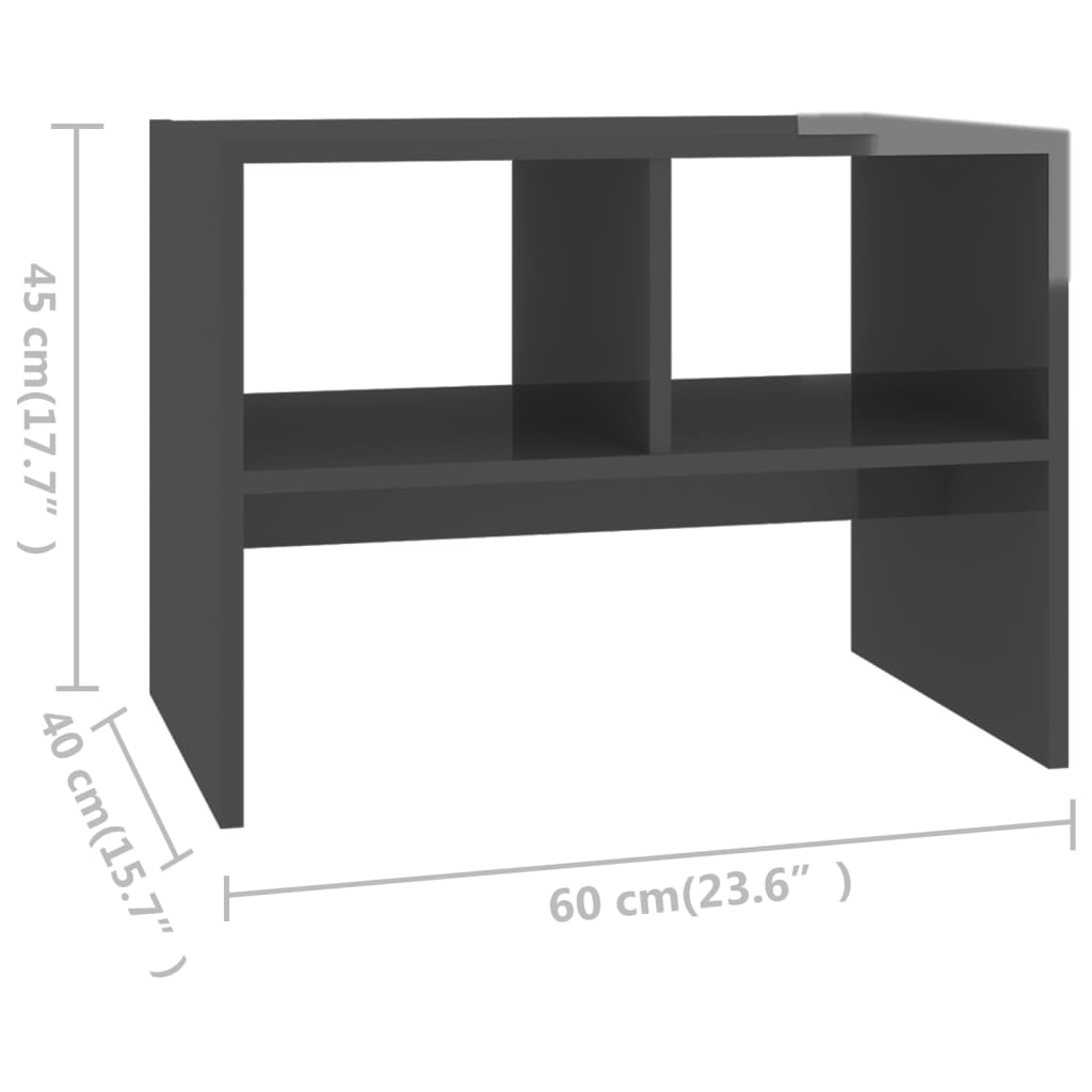vidaXL Beistelltisch Hochglanz-Grau 60x40x45 cm Holzwerkstoff