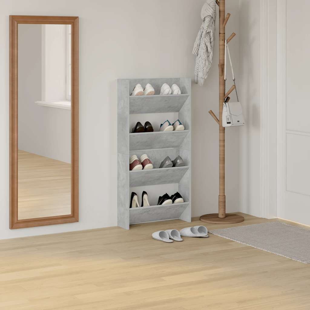 Wand-Schuhschränke 2 Stk. Betongrau 60x18x60 cm Holzwerkstoff