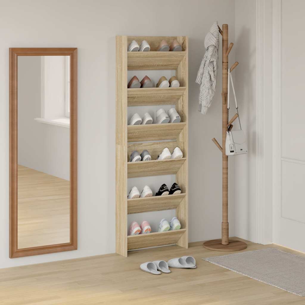Wand-Schuhschränke 2 Stk. Sonoma-Eiche 60x18x90cm Holzwerkstoff