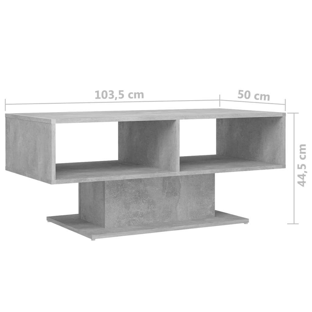 vidaXL Couchtisch Betongrau 103,5x50x44,5 cm Holzwerkstoff