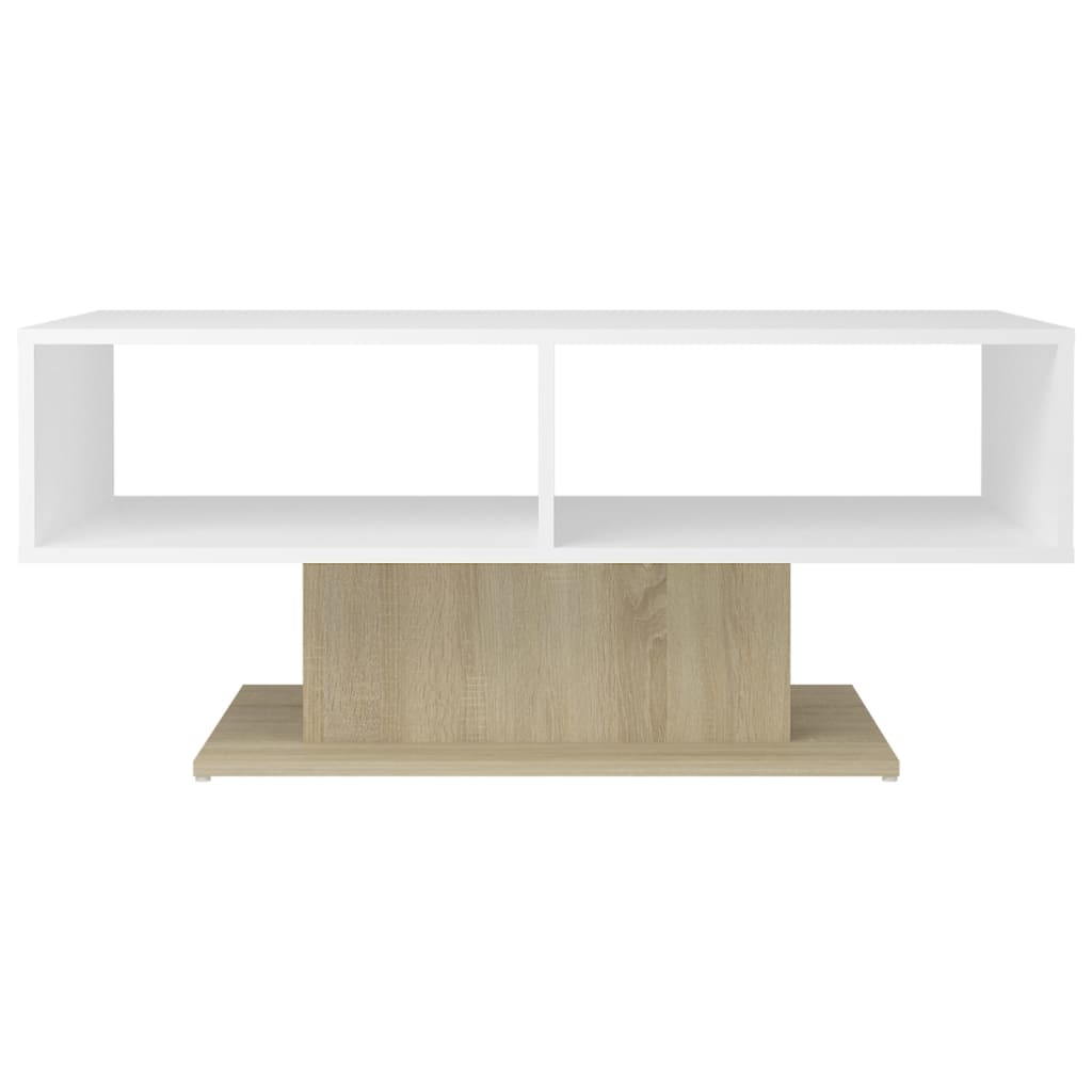 vidaXL Couchtisch Weiß und Sonoma-Eiche 103,5x50x44,5 cm Holzwerkstoff