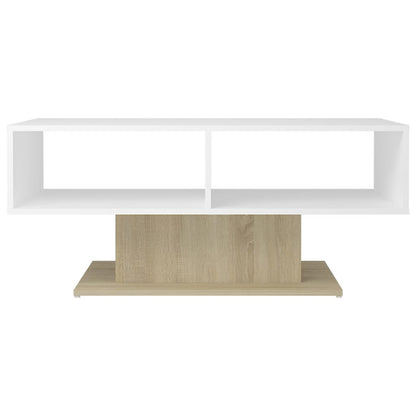 vidaXL Couchtisch Weiß und Sonoma-Eiche 103,5x50x44,5 cm Holzwerkstoff