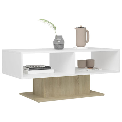 vidaXL Couchtisch Weiß und Sonoma-Eiche 103,5x50x44,5 cm Holzwerkstoff