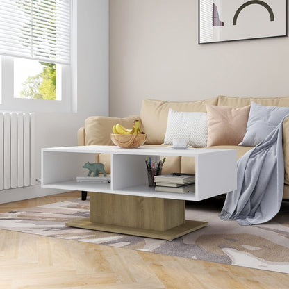 vidaXL Couchtisch Weiß und Sonoma-Eiche 103,5x50x44,5 cm Holzwerkstoff