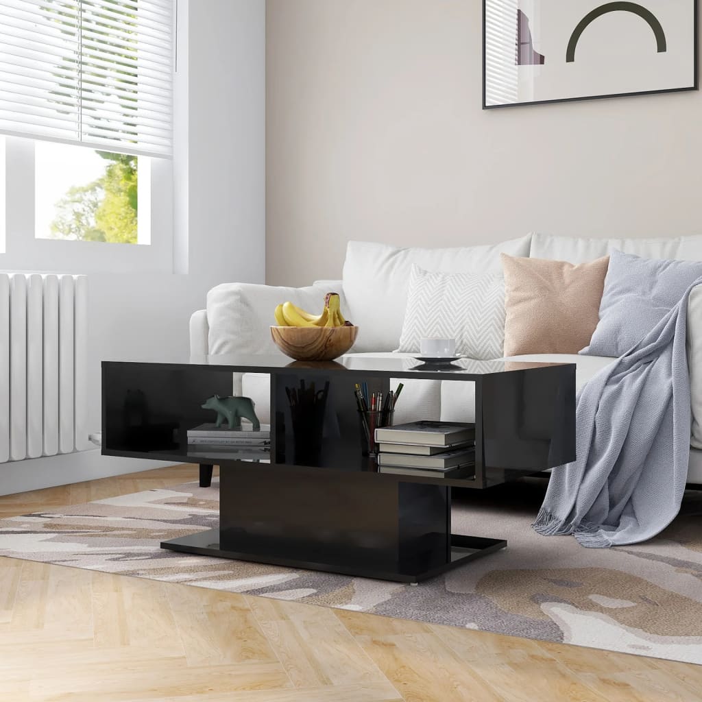 vidaXL Couchtisch Hochglanz-Schwarz 103,5x50x44,5 cm Holzwerkstoff