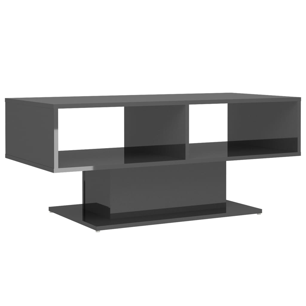 vidaXL Table basse gris brillant 103,5x50x44,5 cm Aggloméré