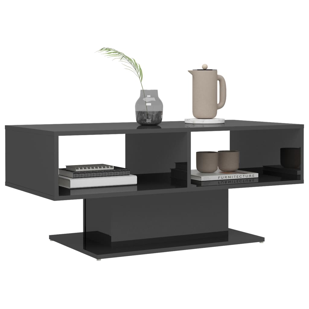vidaXL Table basse gris brillant 103,5x50x44,5 cm Aggloméré