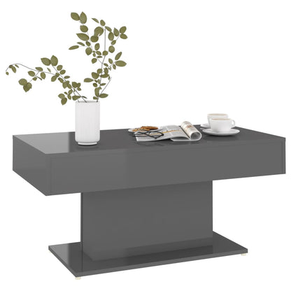 vidaXL Couchtisch Hochglanz-Grau 96x50x45 cm Holzwerkstoff