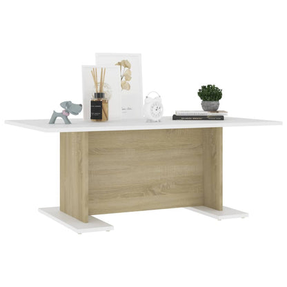 vidaXL Couchtisch Weiß und Sonoma-Eiche 103,5x60x40 cm Holzwerkstoff