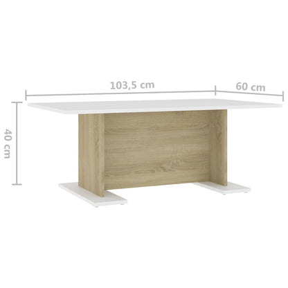 vidaXL Couchtisch Weiß und Sonoma-Eiche 103,5x60x40 cm Holzwerkstoff