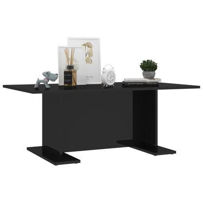 vidaXL Table basse noir brillant 103,5x60x40 cm en bois d'ingénierie
