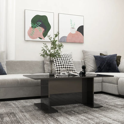 vidaXL Table basse noir brillant 103,5x60x40 cm en bois d'ingénierie