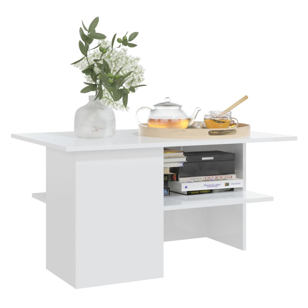 vidaXL Couchtisch Hochglanz-Weiß 90x60x46,5 cm Holzwerkstoff