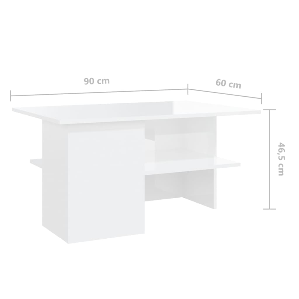 vidaXL Couchtisch Hochglanz-Weiß 90x60x46,5 cm Holzwerkstoff